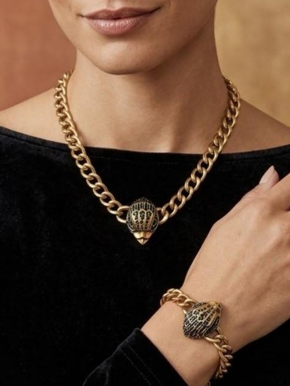 Vintage Eagle Head Necklace Bracelet Set